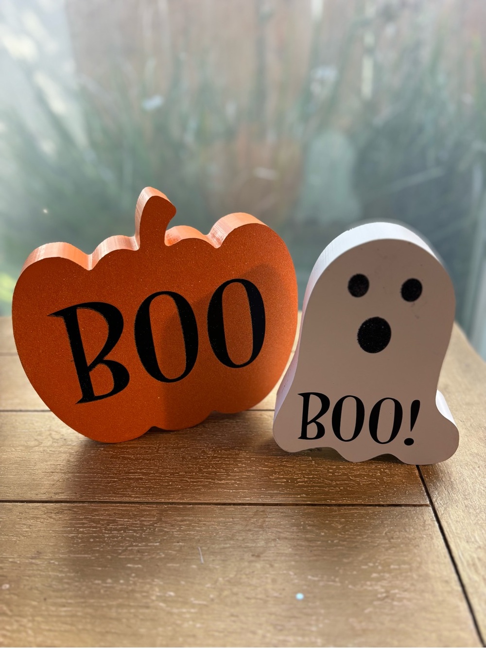 Halloween 'Boo' Pumpkin and Ghost Table Decor - Orange & White